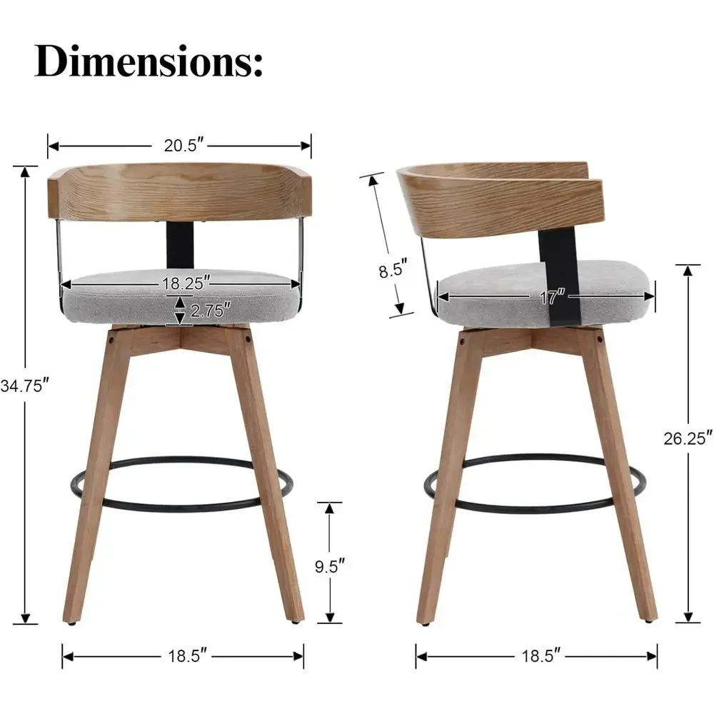 Set of 2, 26 Grey Linen-Uphols - Home Bar And Counter recension och pris