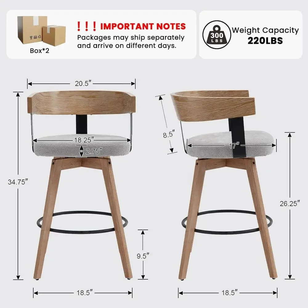 Set of 2, 26 Grey Linen-Uphols - Home Bar And Counter recension och pris