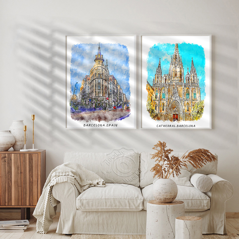Watercolor Print, World Travel - Home Barcelona recension och pris