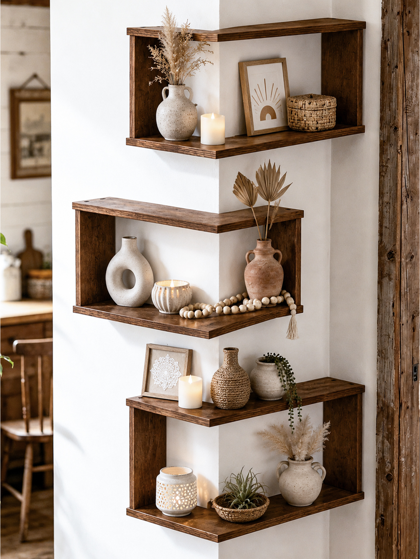 1, 2pcs Rustic Corner Wall She - Home Bar Shelf recension och pris