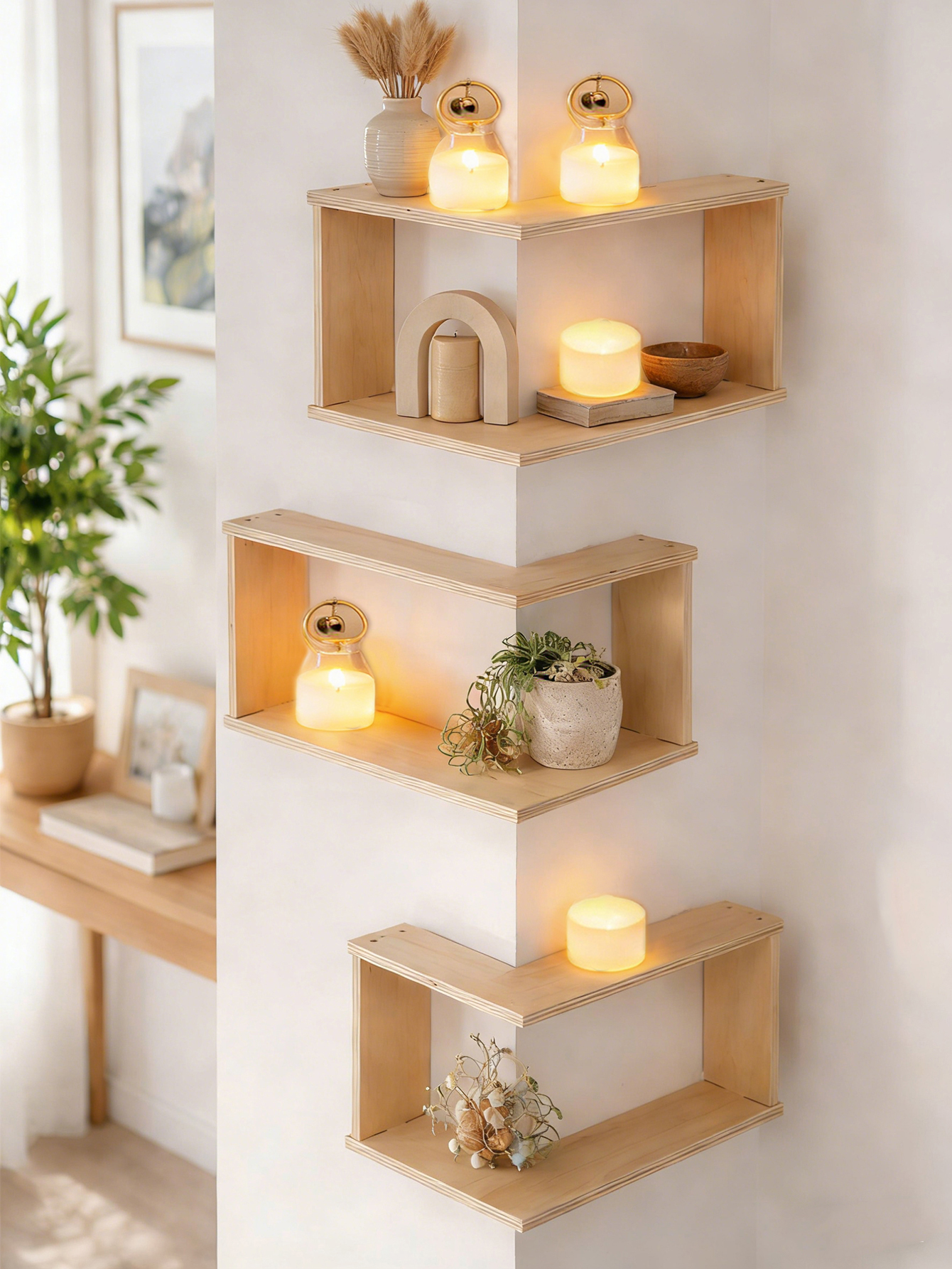 1, 2pcs Rustic Corner Wall She - Home Bar Shelf recension och pris