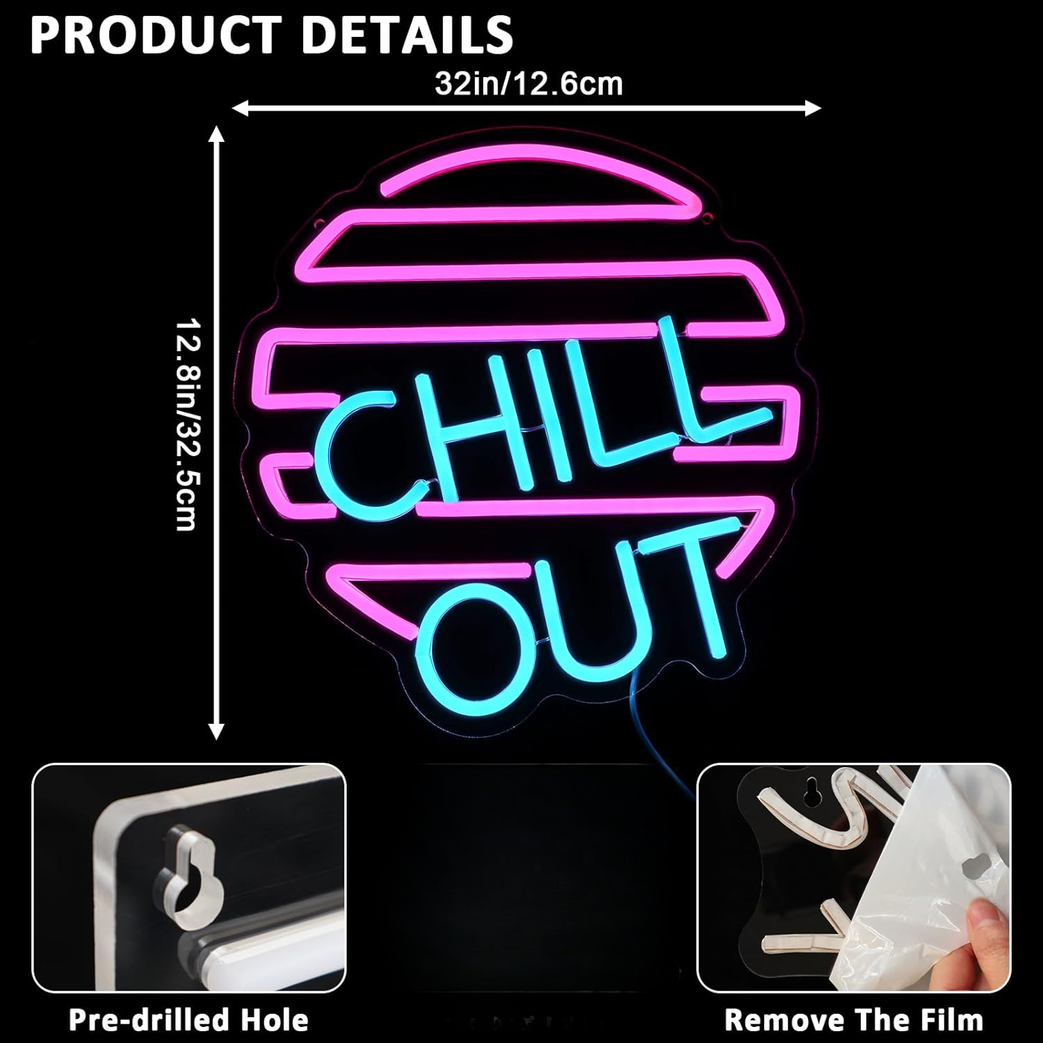 Chill Out Neon Sign for Wall D - Home Bar Lounge recension och pris