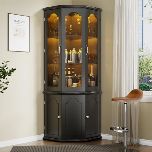 Corner Bar Cabinet w/LED Light - Home Bar And Cabinet recension och pris