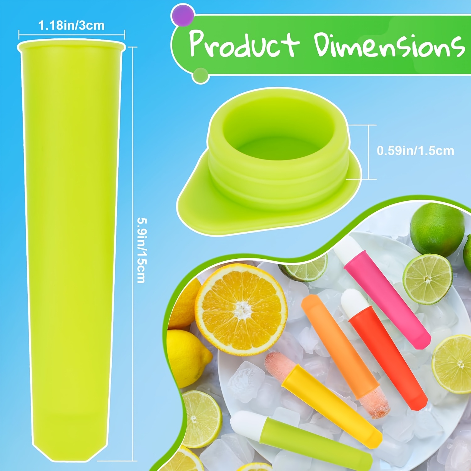 6Pcs Reusable Silicone Popsicl - Citrus Juicer Bar recension och pris