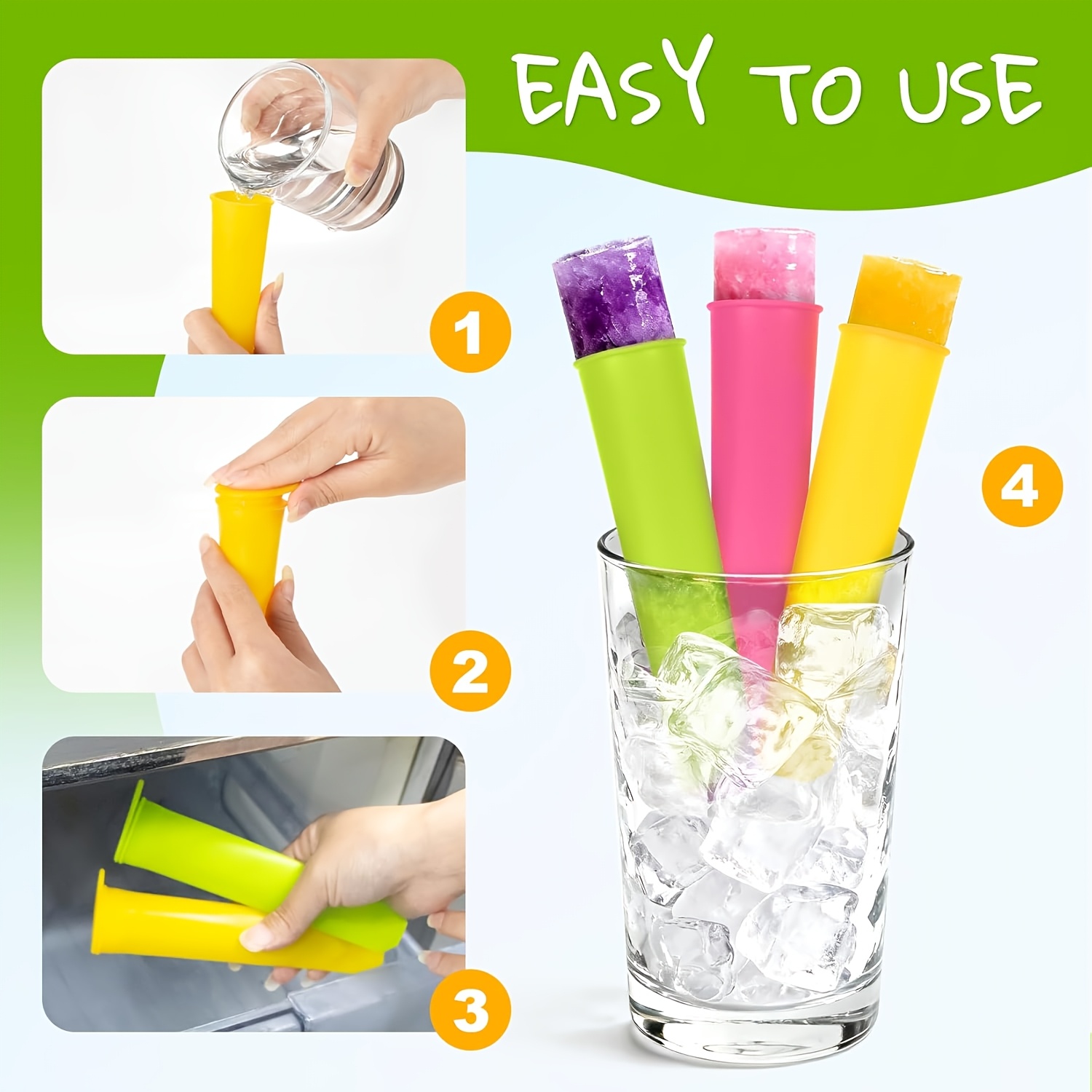 6Pcs Reusable Silicone Popsicl - Citrus Juicer Bar recension och pris
