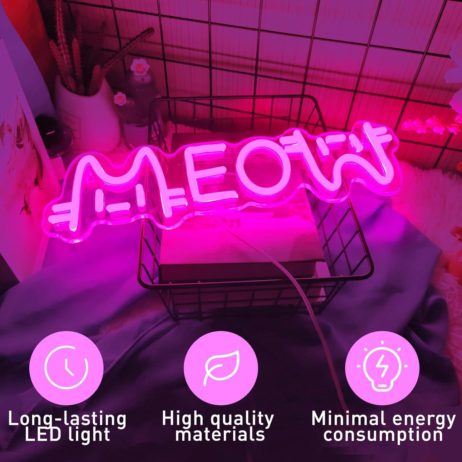 Meow Neon Sign Cat USB Powered - Home Bar Signs recension och pris