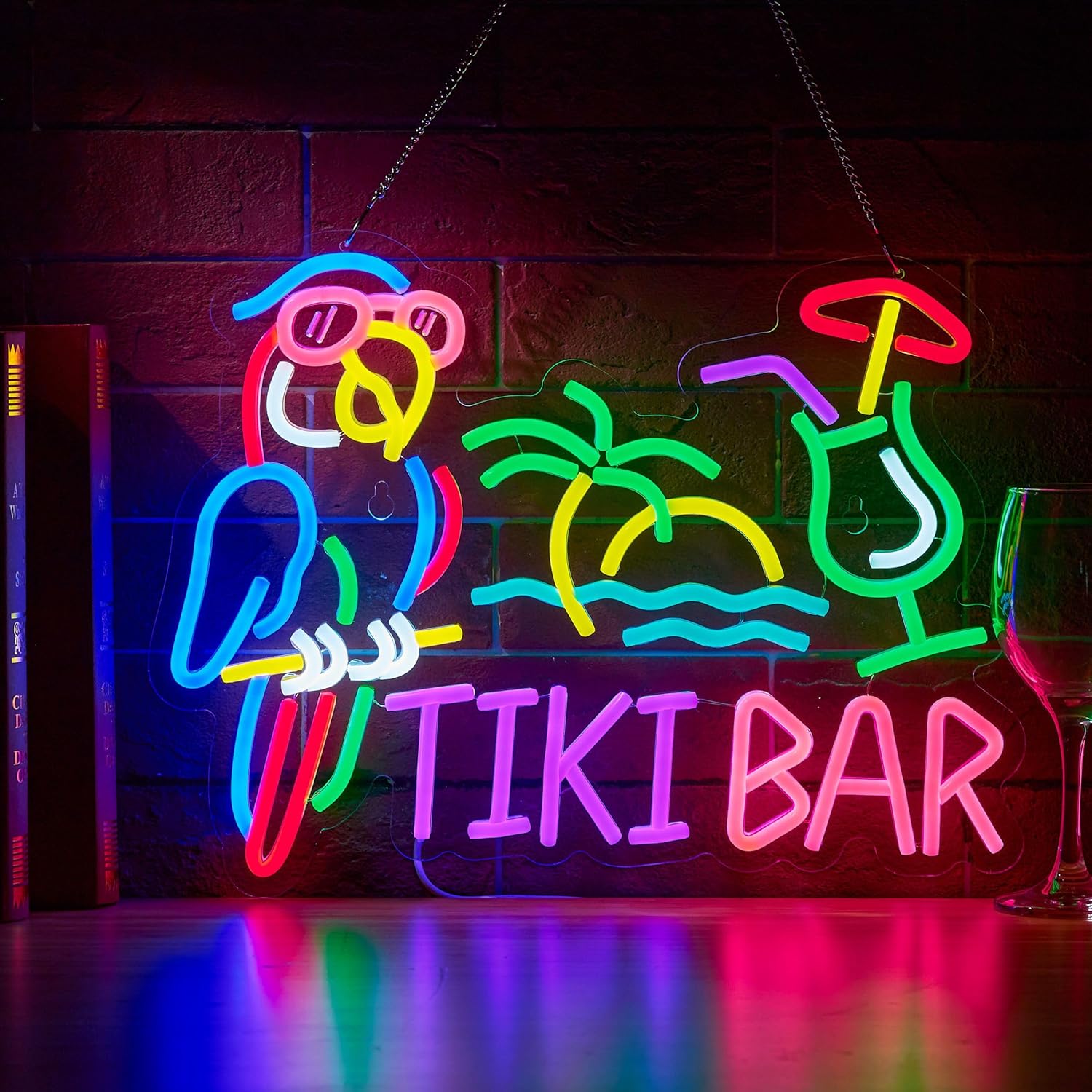 Tiki Bar Parrot Palm Tree Neon - Home Bar Signs recension och pris