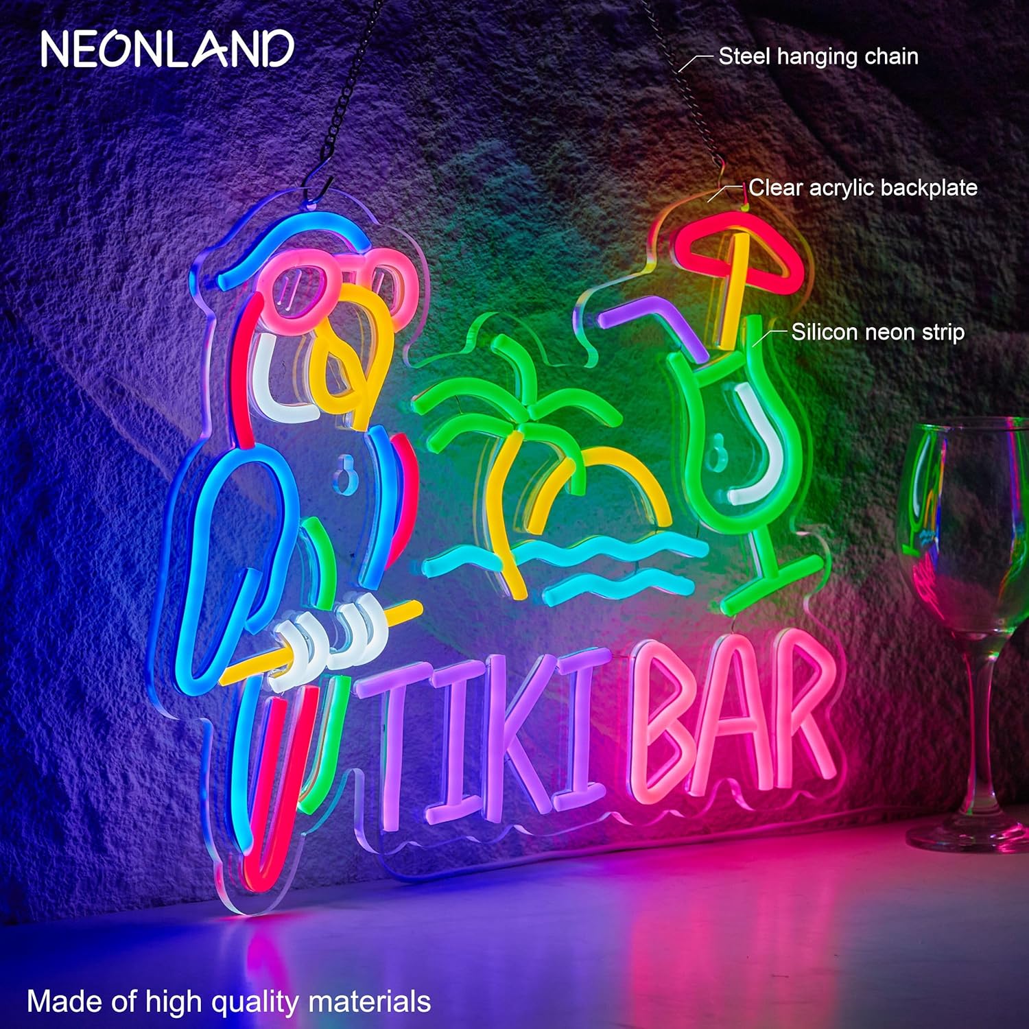 Tiki Bar Parrot Palm Tree Neon - Home Bar Signs recension och pris