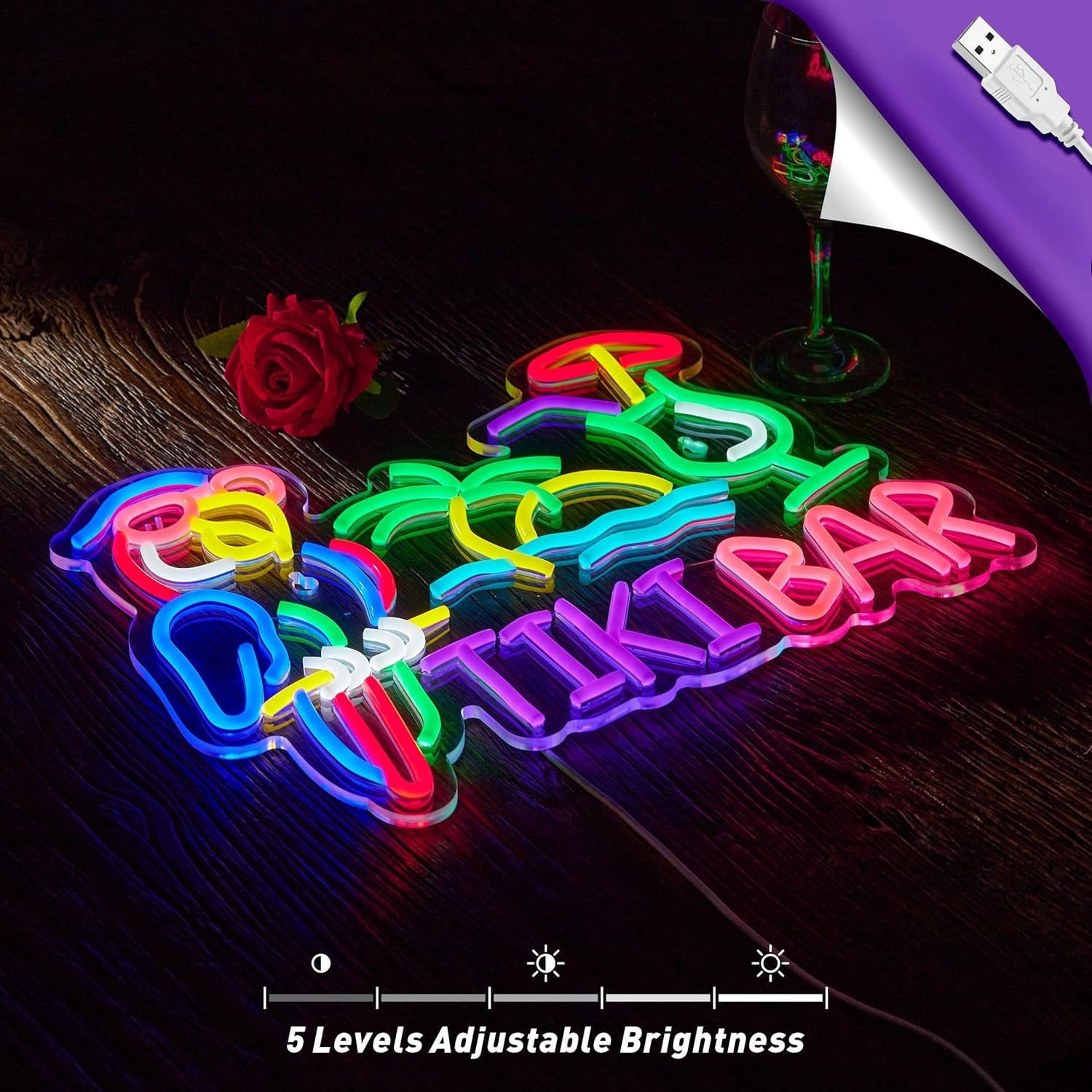 Tiki Bar Parrot Palm Tree Neon - Home Bar Signs recension och pris