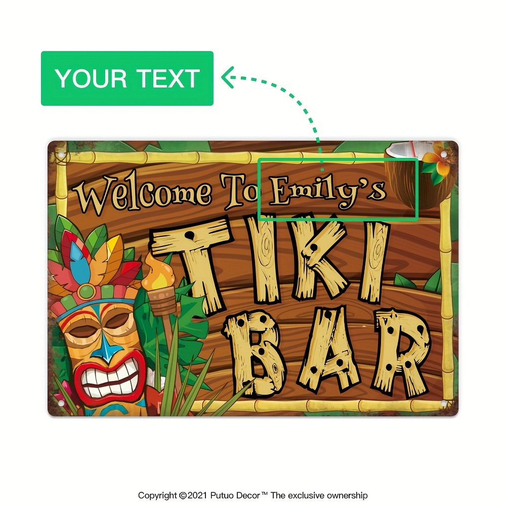 Custom  Decor Tiki Bar Sign, P - Home Bar Signs recension och pris