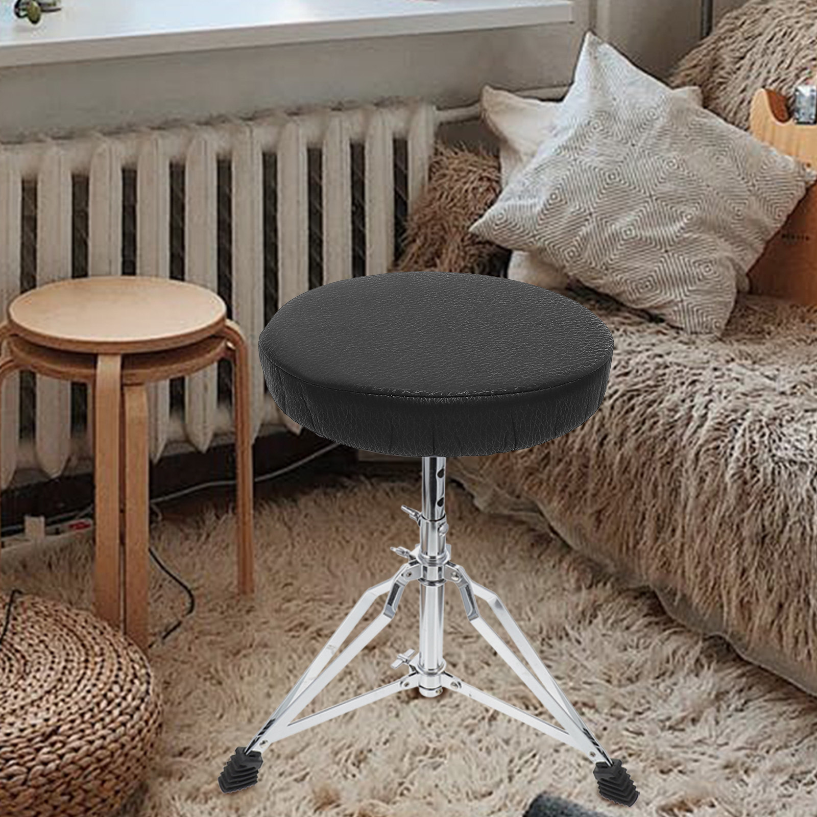 Elastic Thick Black Round Stoo - Home Bar Stools recension och pris