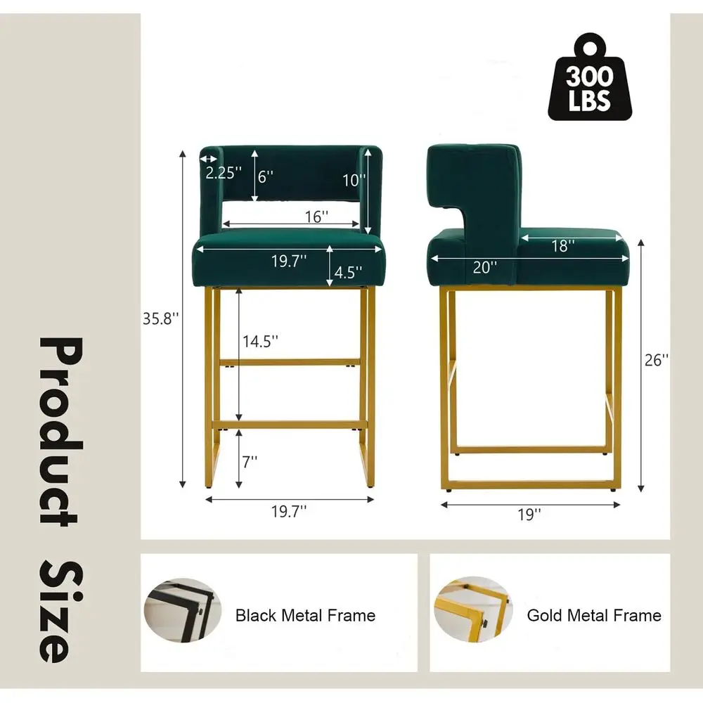Set of 2 Green Velvet Bar Stoo - Home Bar And Counter recension och pris