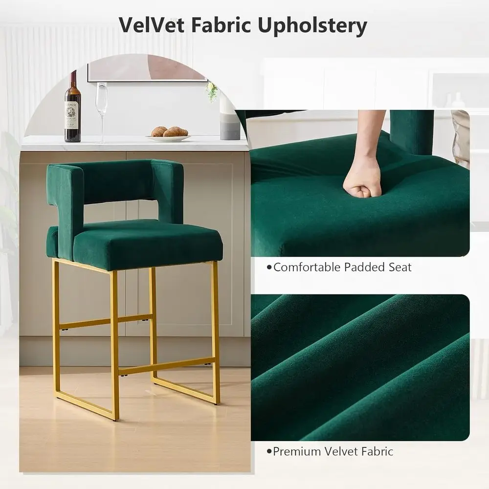 Set of 2 Green Velvet Bar Stoo - Home Bar And Counter recension och pris