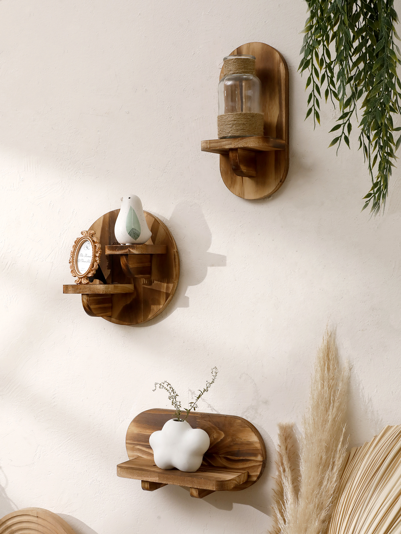 1/2-tier Wooden Shelves Oval C - Home Bar Shelf recension och pris