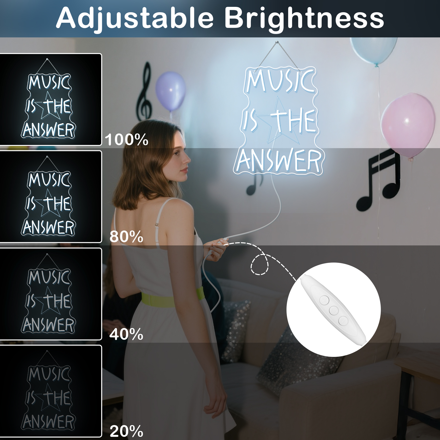 Music Is The Answer Neon Sign  - Home Bar Word recension och pris