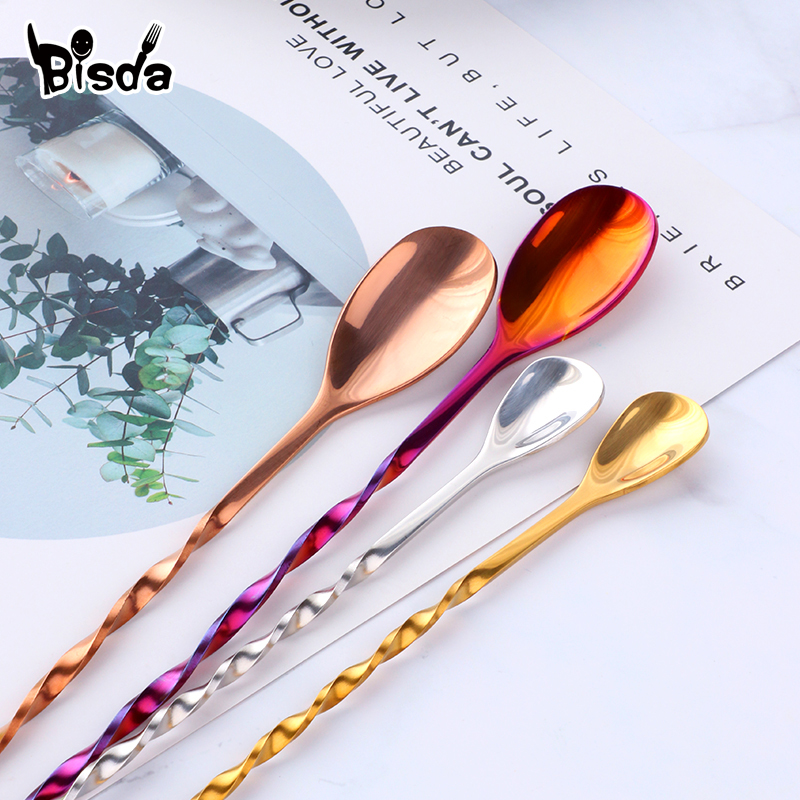 Cocktail Bar Spoons with Fork, - Bar Spoon Twisted recension och pris