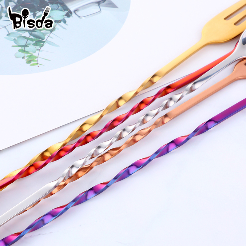 Cocktail Bar Spoons with Fork, - Bar Spoon Twisted recension och pris
