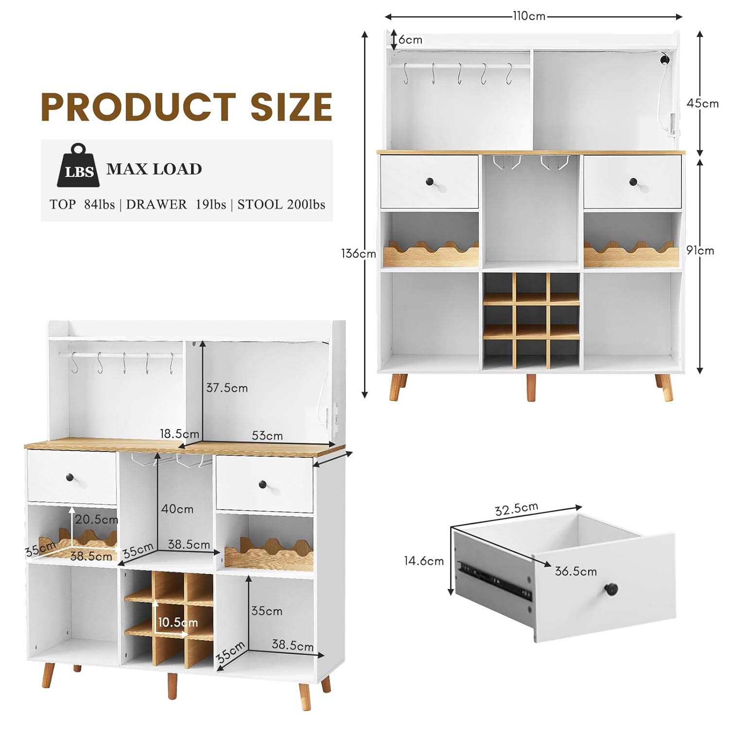 Wine Bar Cabinet with Power Ou - Home Bar And Cabinet recension och pris