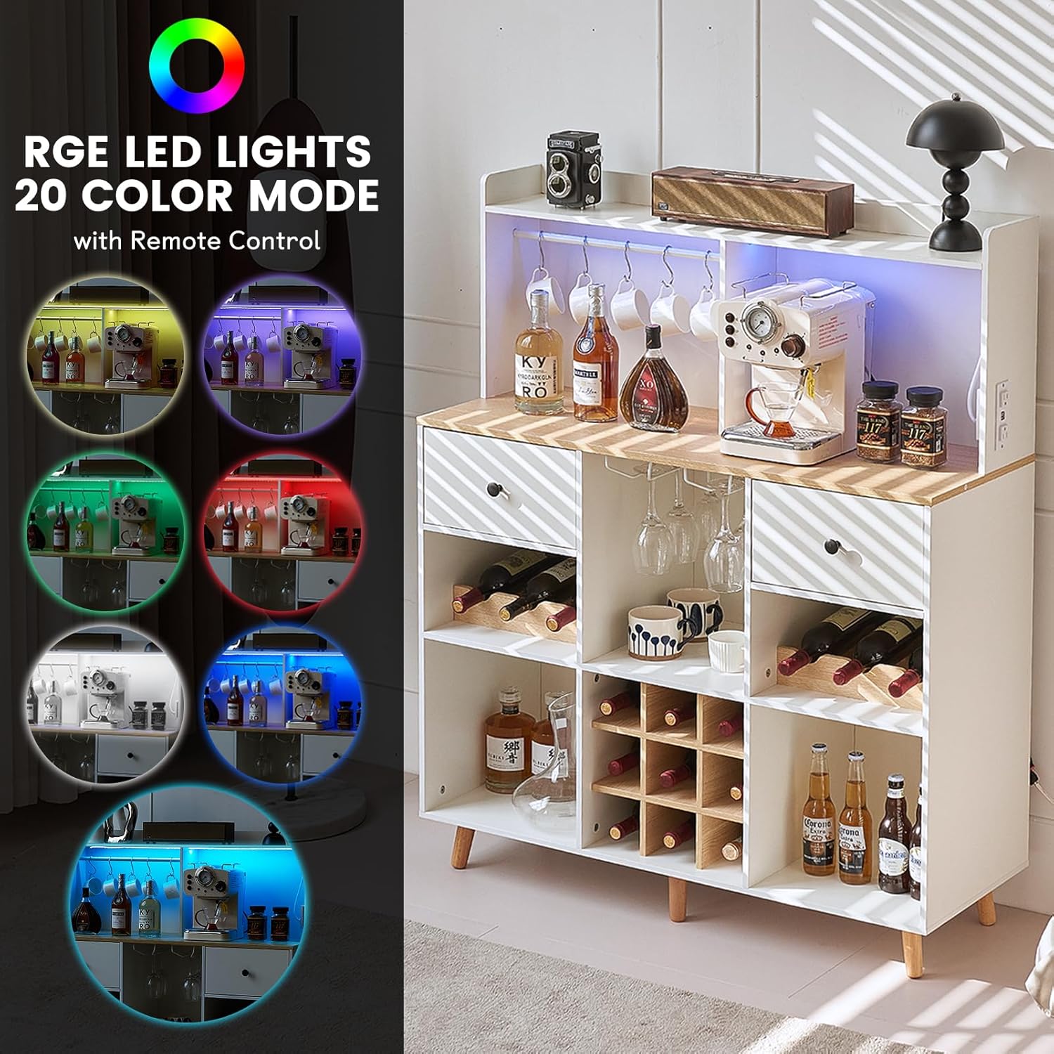 Wine Bar Cabinet with Power Ou - Home Bar And Cabinet recension och pris