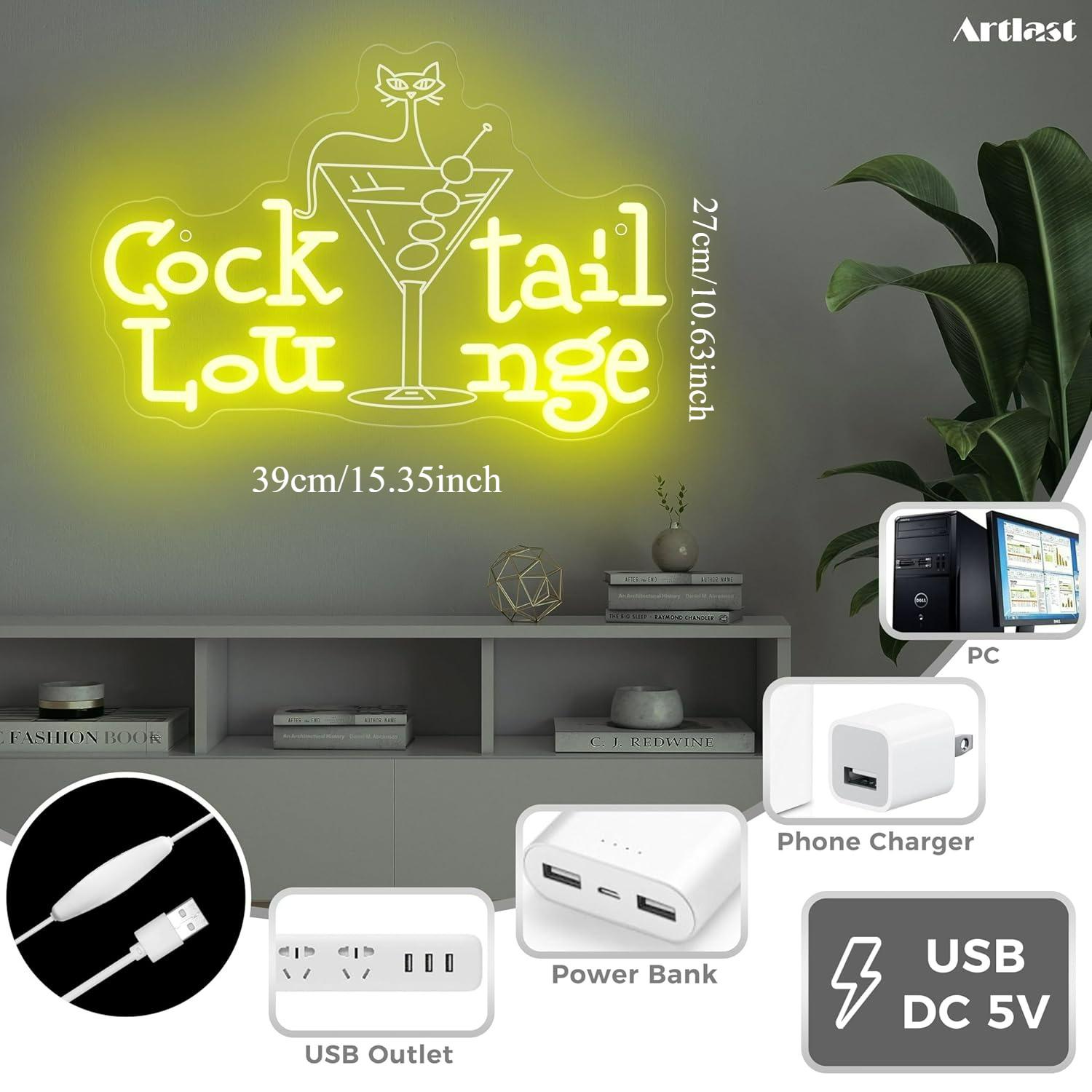 Cocktail Lounge Neon Sign Dimm - Home Bar Signs recension och pris