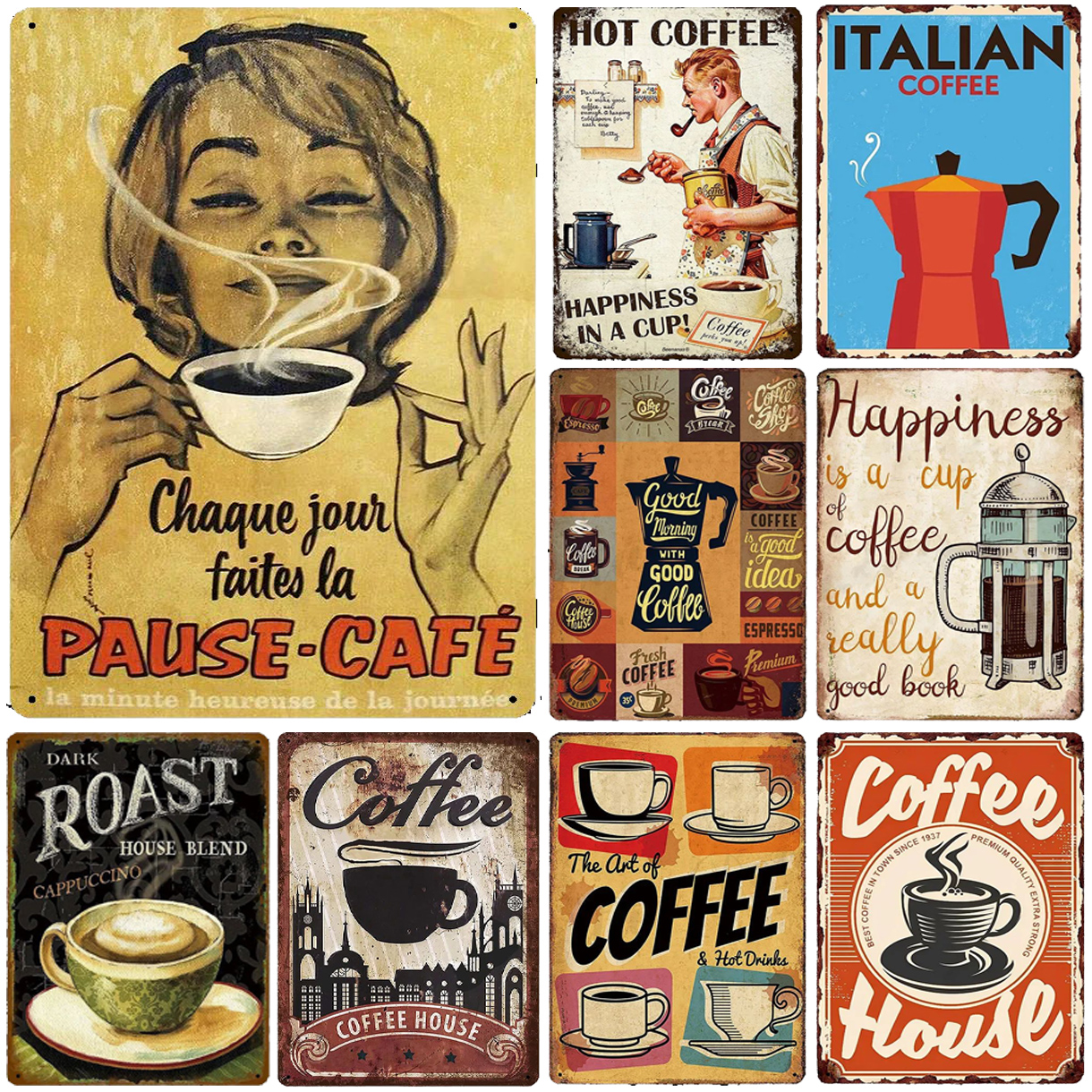 Metal Tin Signs Italian Coffee - Home Bar And Coffee recension och pris
